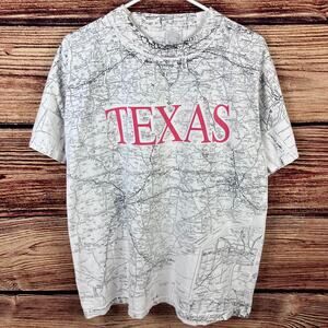 Vintage 1990s Texas Map All Over Print Single Stitch T-shirt